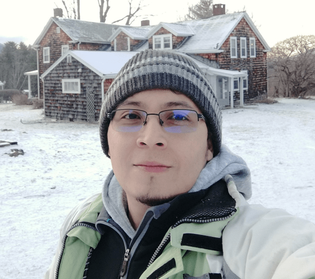 Selfie of Wilder outside with a snowy background